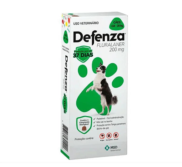 Antipulgas Defenza 200mg Cães de 10kg à 20kg 1 Comprimido