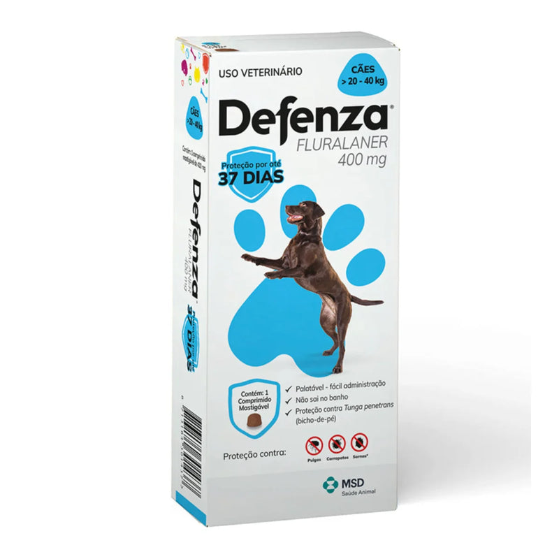 Antipulgas Defenza 400mg Cães de 20kg à 40kg 1 Comprimido