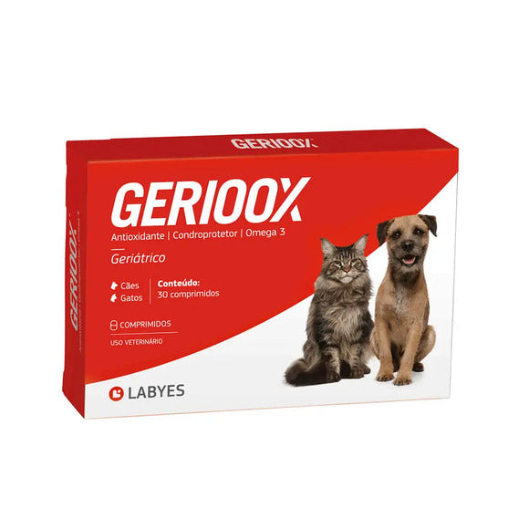 Gerioox Antioxidante Condroprotetor e ômega 3 para Cães e Gatos 30 comprimidos