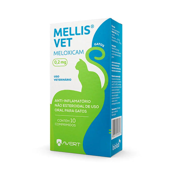 Anti-inflamatório Gatos Meloxicam Mellis Vet 10 comprimidos