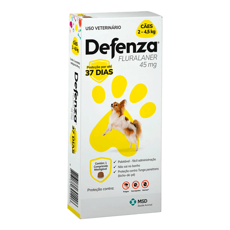 Antipulgas Defenza 45mg Cães de 2kg à 4,5kg 1 Comprimido