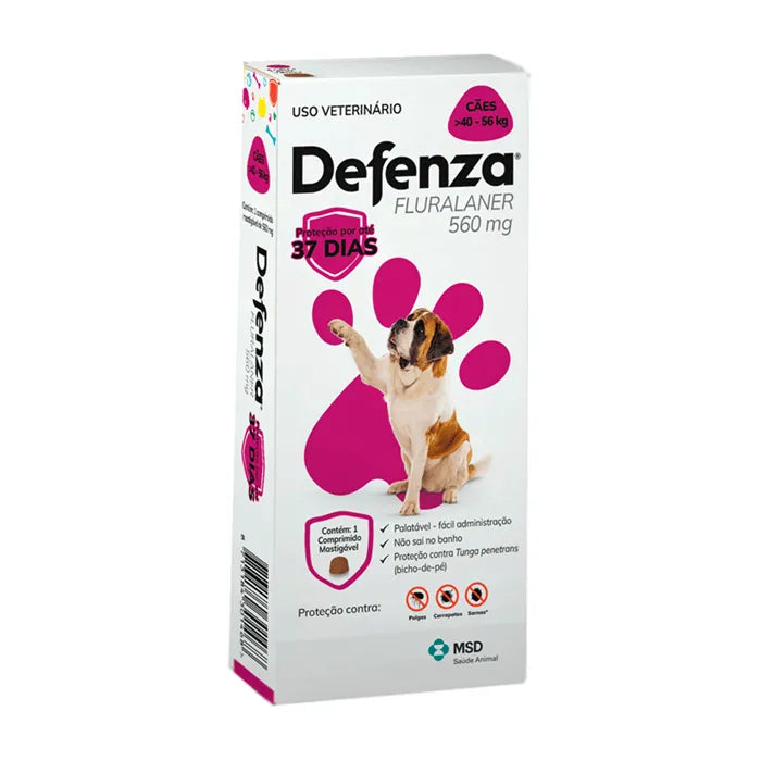 Antipulgas Defenza 560mg Cães de 40kg à 56kg 1 Comprimido